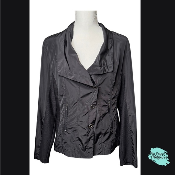 Black Dress Jacket with Asymmetrical Design and Wide Lapel - Picture 1 of 14